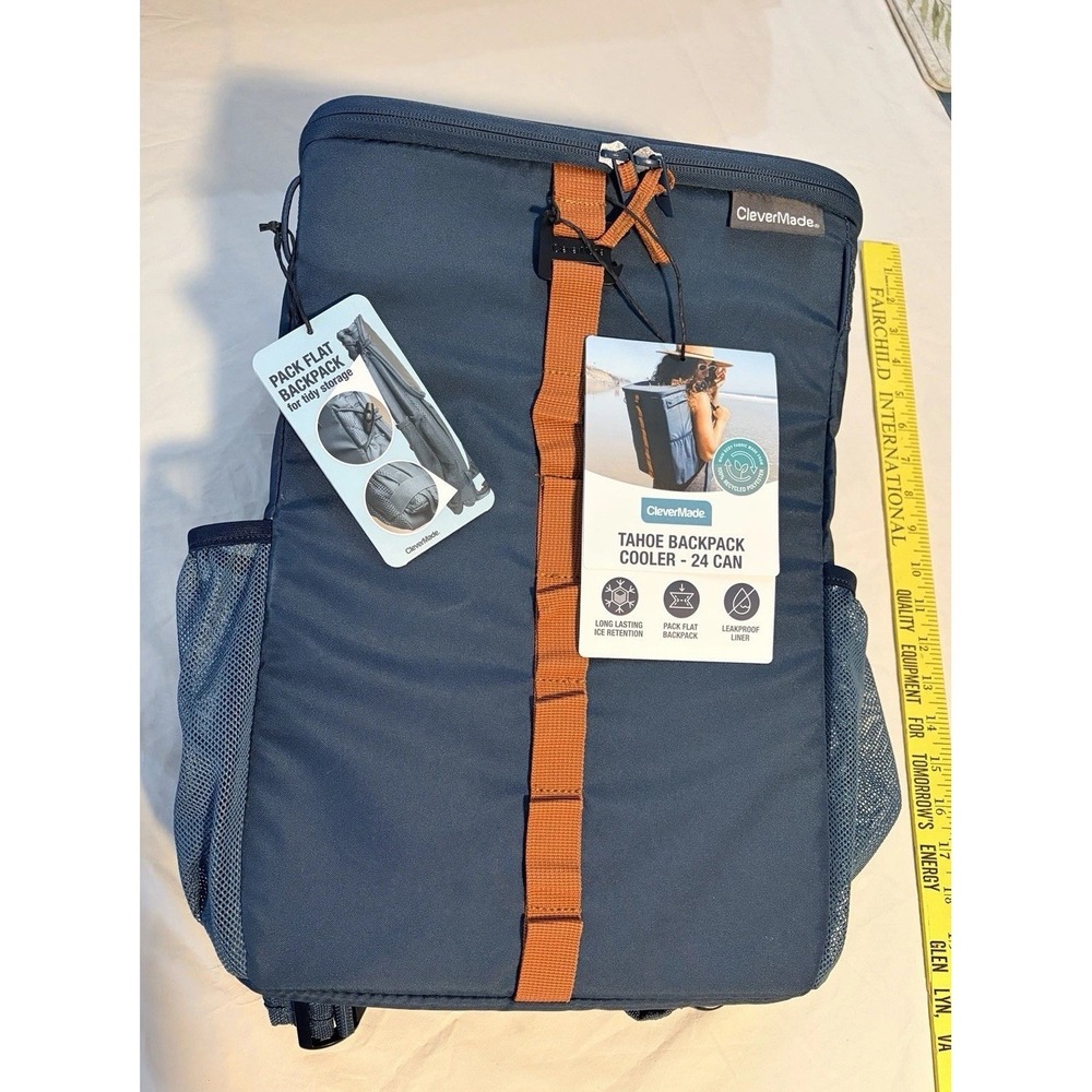 CleverMade Collapsible Backpack Cooler, 24 Can Insulated Soft Sided Cooler Back